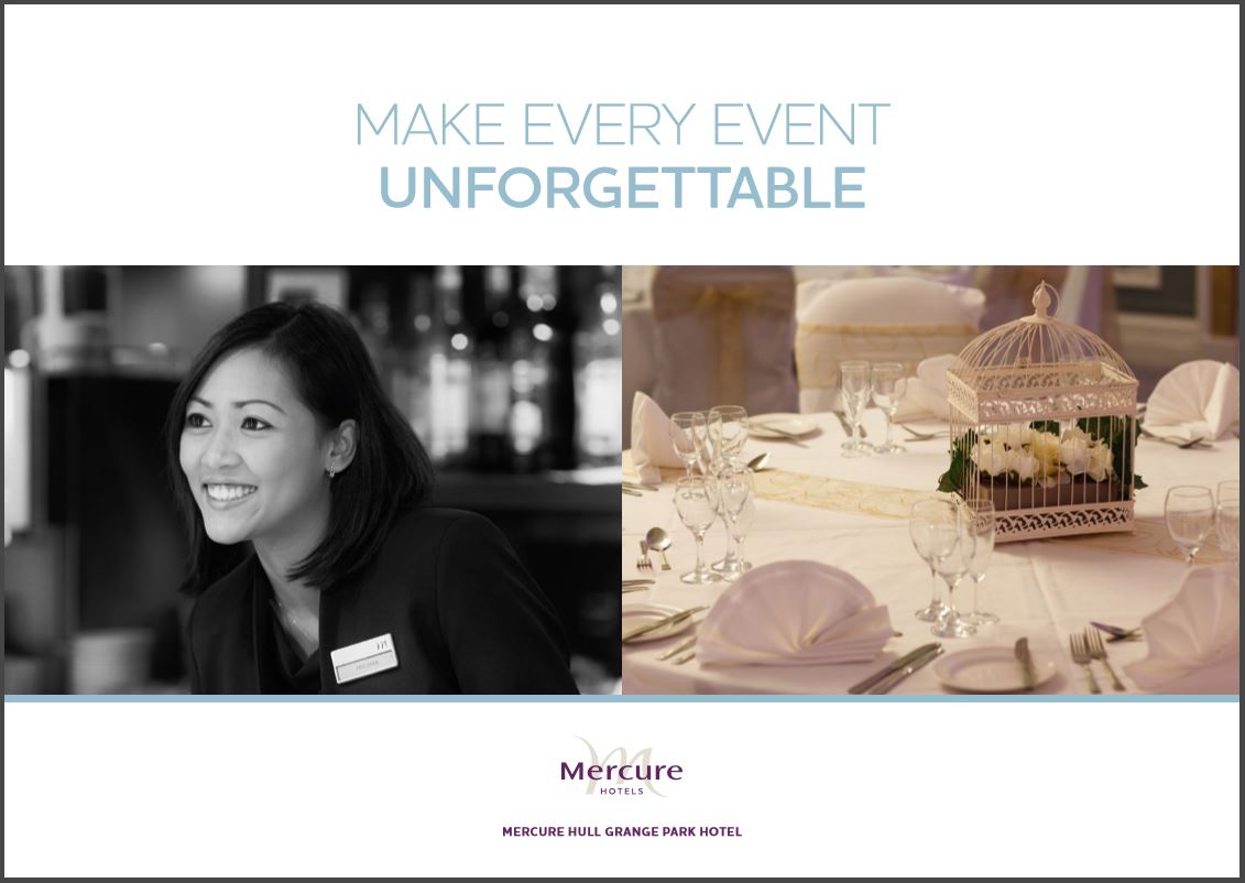 Cover of the events brochure for mercure hull grange park hotel