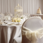 Close up of a table decoration for a wedding in the garden suite at the mercure hull grange park hotel