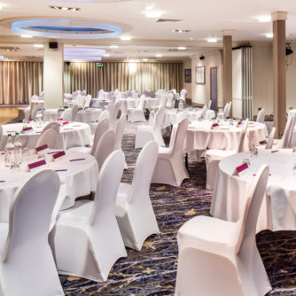 Tables set for a meeting in the international suite at the mercure hull grange park hotel