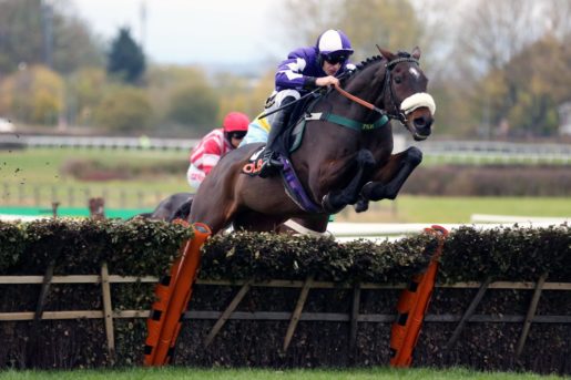 Wetherby Racecourse horse jumping over fence