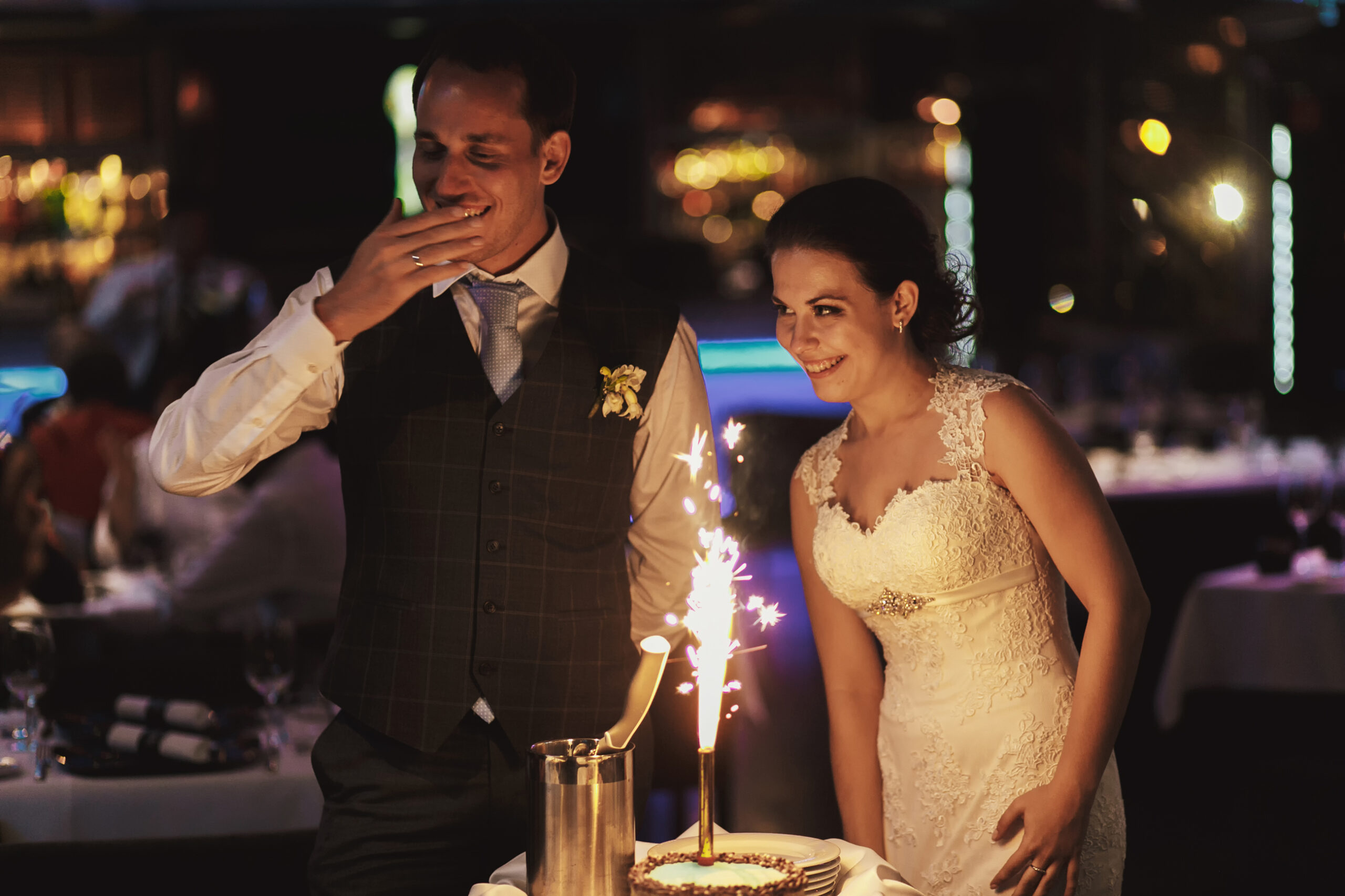 Stylish,Happy,Bride,And,Groom,At,The,Restaurant,On,The