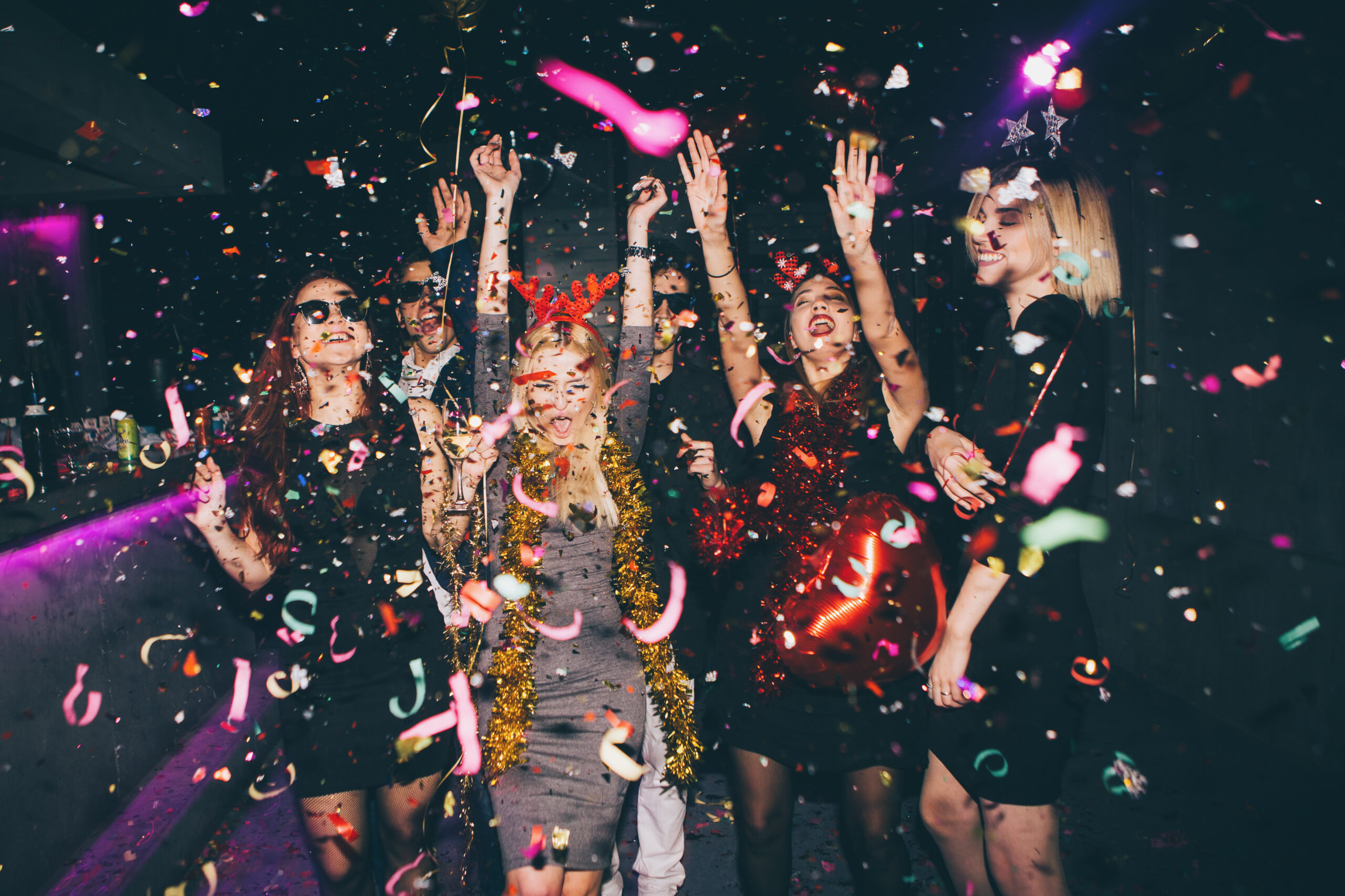 Group,Of,Friends,At,Club,Having,Fun.,New,Year's,Party People celebrating new years eve
